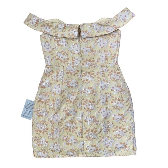 Lulus Favorite Song Yellow Floral Off-the-Shoulder Mini Dress Size Small - Picture 6 of 7